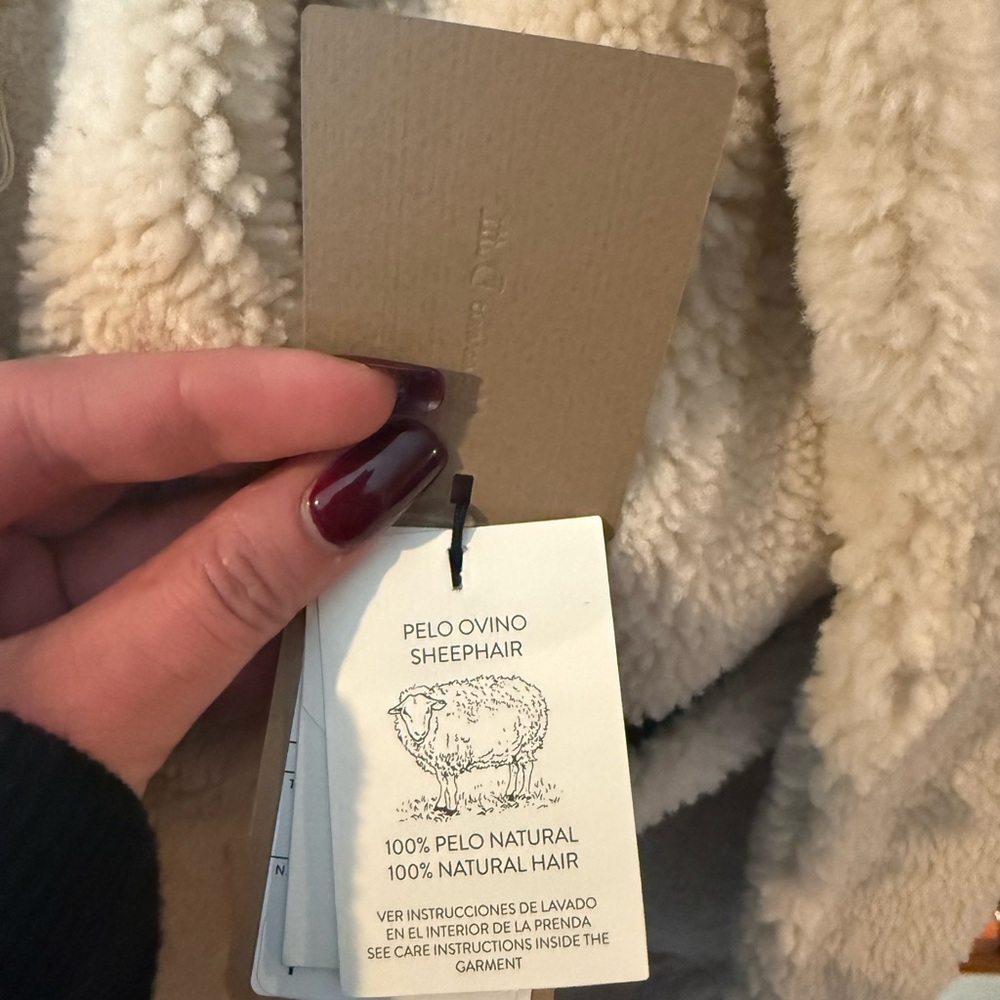 NWT Massimo Dutti Women's Tan Shearling Coat - Picture 5 of 7